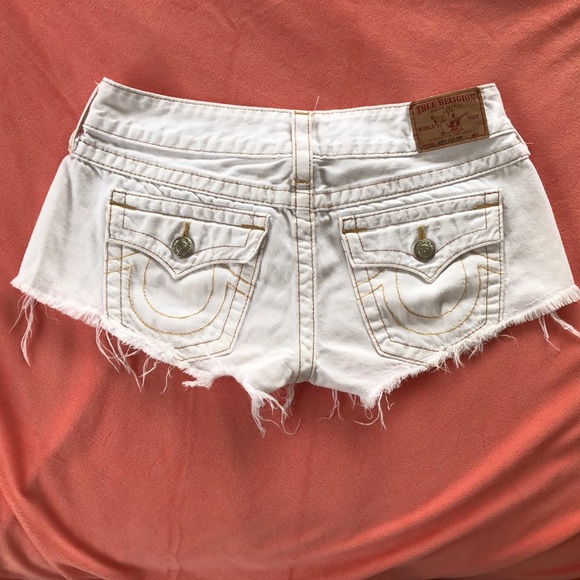 True Religion Pants - True Religion Joey cut-off white shorts